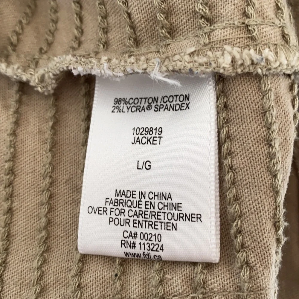 FDJ Tan/Khaki Button Jacket Size Large